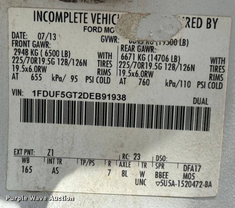 image for item DU9241 2013 Ford F550 flatbed truck