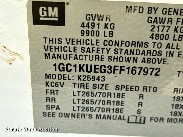 image for item DU9242 2015 Chevrolet Silverado 2500HD Crew Cab pickup truck