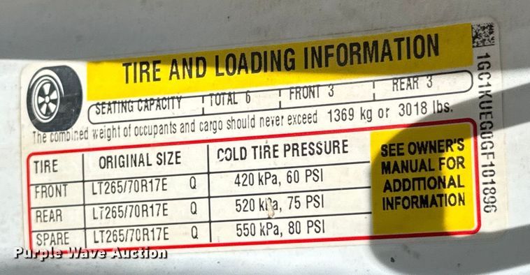 image for item DU9243 2016 Chevrolet Silverado 2500HD Crew Cab pickup truck