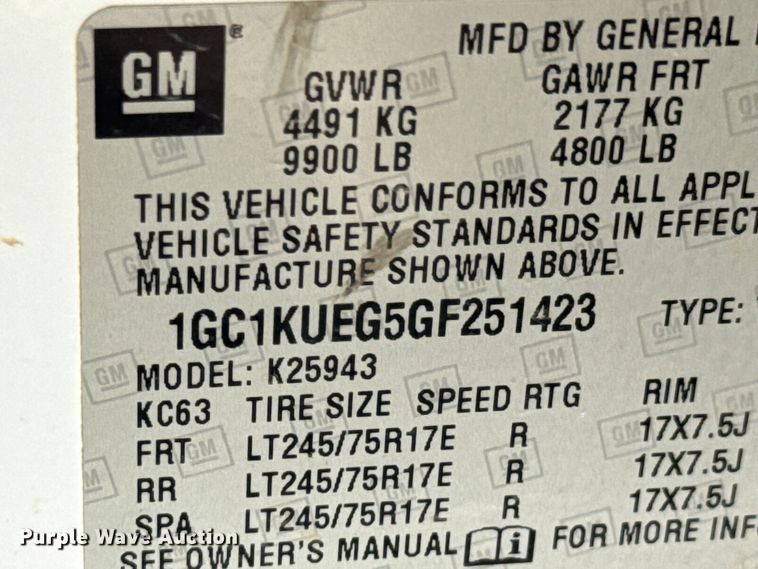 image for item DU9244 2016 Chevrolet Silverado 2500HD Crew Cab pickup truck