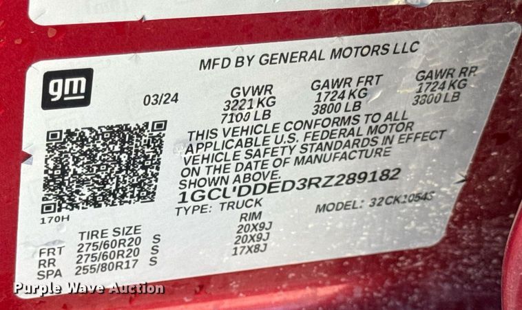 image for item DV4213 2024 Chevrolet Silverado 1500 LT Z71 Crew Cab pickup truck