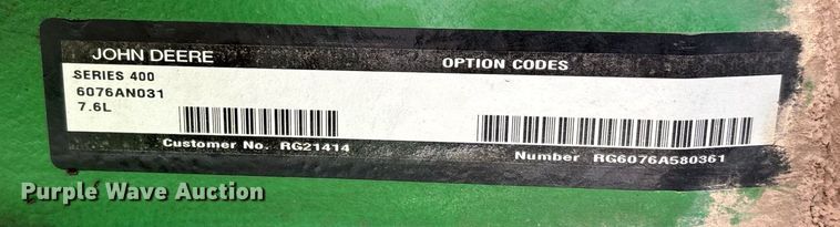 image for item DW7115 John Deere 6076AN031 engine