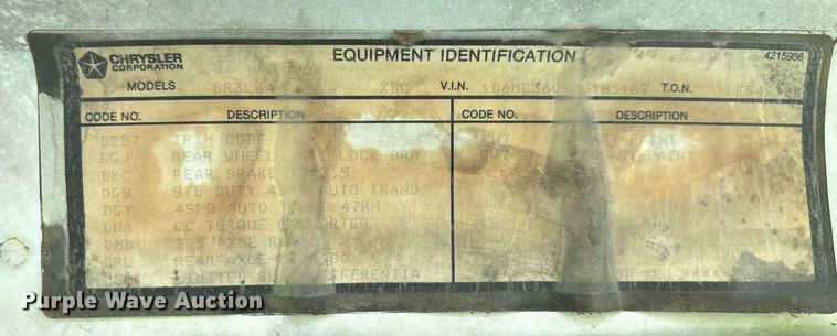 image for item DW7121 1995 Dodge Ram 3500 flatbed pickup truck