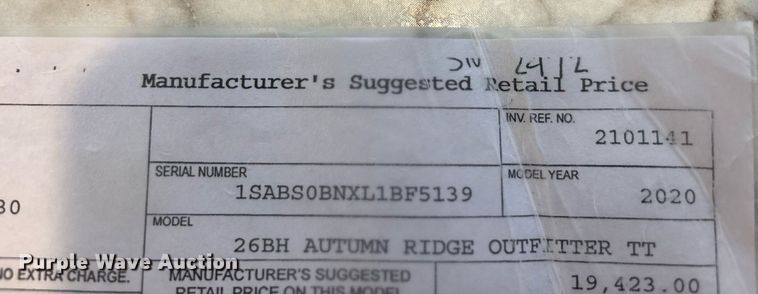 image for item DW7123 2020 Starcraft Autumn Ridge camper