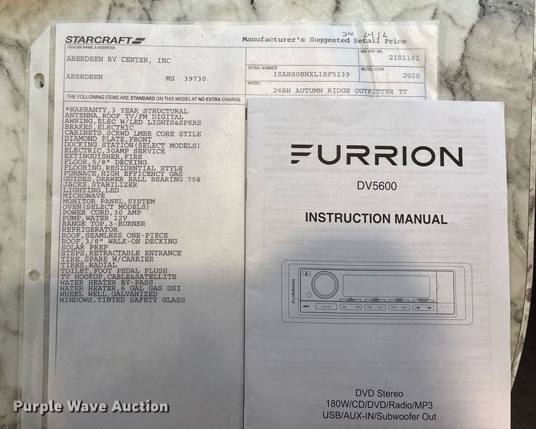 image for item DW7123 2020 Starcraft Autumn Ridge camper