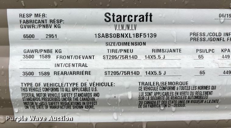 image for item DW7123 2020 Starcraft Autumn Ridge camper