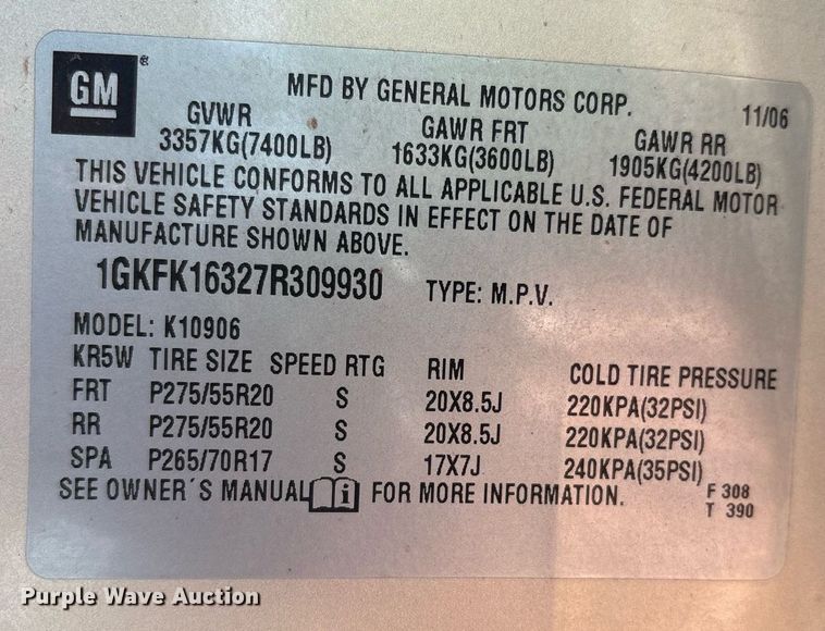 image for item DX7998 2007 GMC Yukon XL SUV