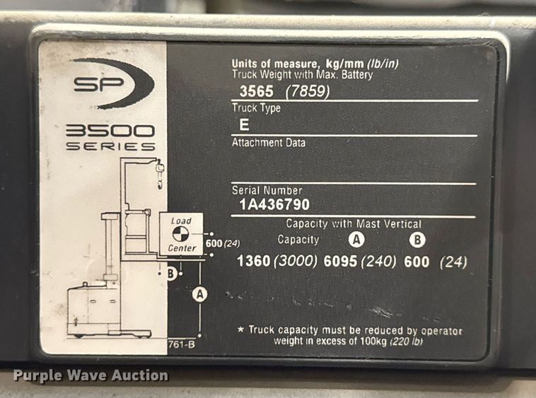 image for item DY0238 2015 Crown SP3520-30 order picker