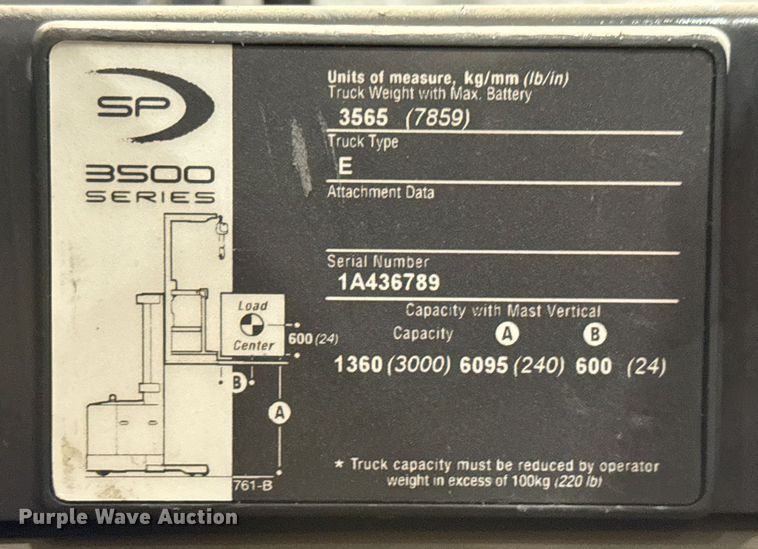 image for item DY0239 2015 Crown SP3520-30 order picker