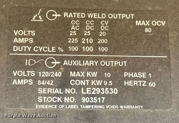 image for item DY0247 Miller Bobcat 225 NT welder/generator