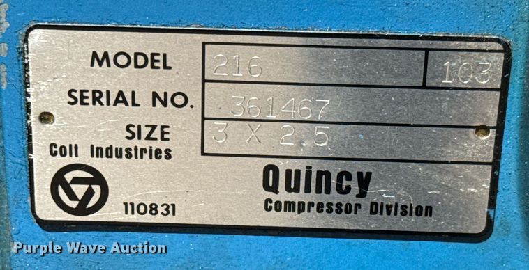 image for item DY0250 Quincy 216 air compressor