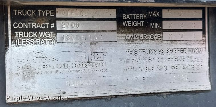 image for item DY0336 1993 Linde forklift