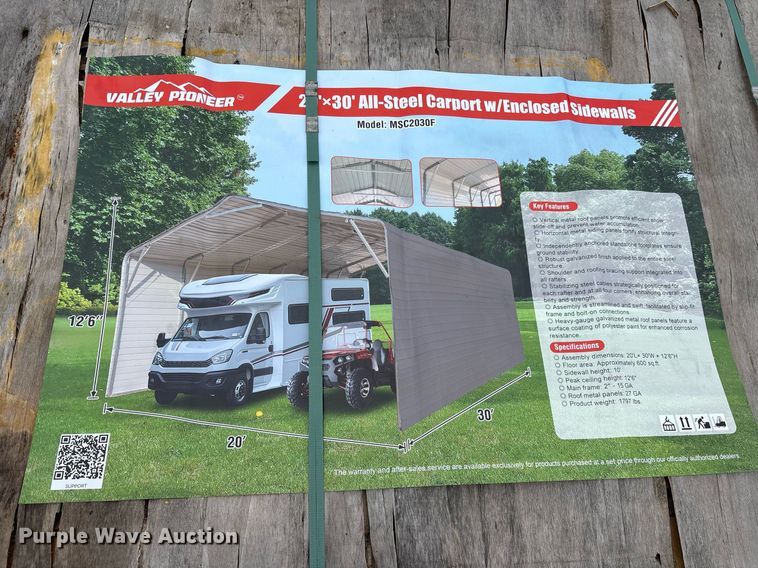 image for item DY0723 2024 Valley Pioneer MSC2030F  steel carport