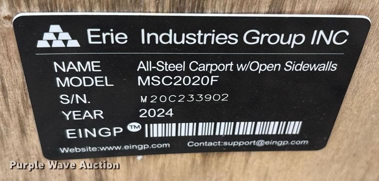 image for item DY0726 2024 Valley Pioneer MSC2020F steel carport