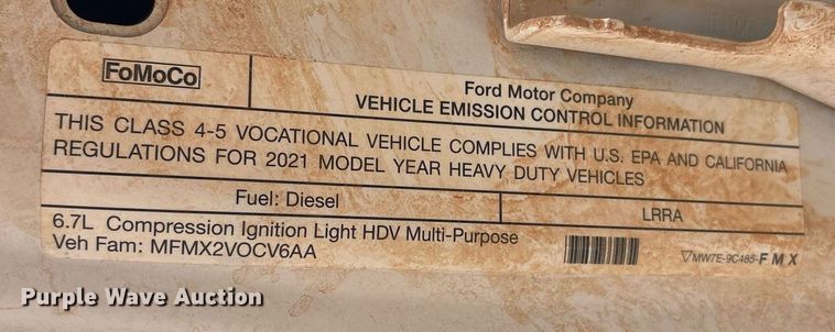 image for item DY2491 2021 Ford F550 Super Duty XL truck cab and chassis