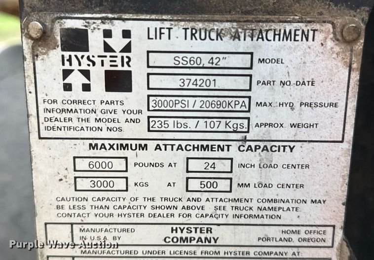 image for item DZ8622 Hyster SS60 forklift