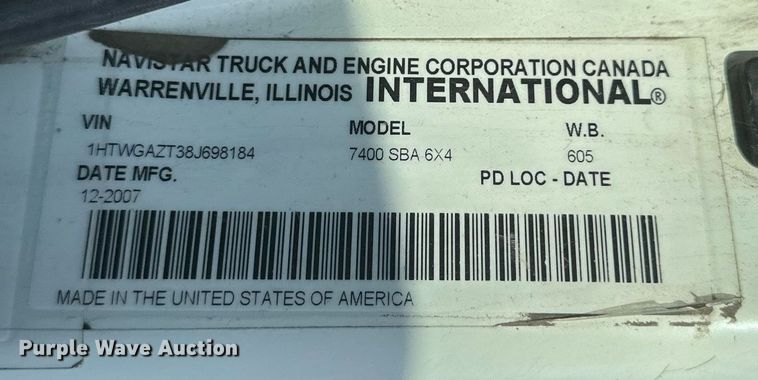 image for item EB2688 2008 International 7400 refuse truck