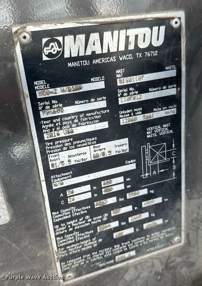 image for item EB2704 2016 Manitou M30-2T forklift