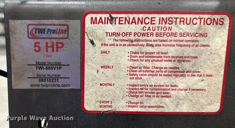 image for item EB2711 TWI Pro Line TWI-580V1P air compressor