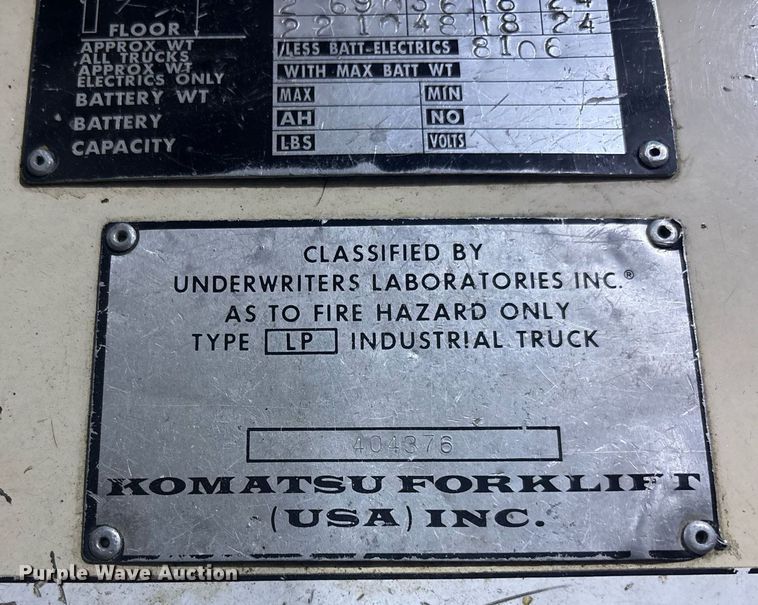 image for item EC3542 1985 Komatsu FG20 forklift