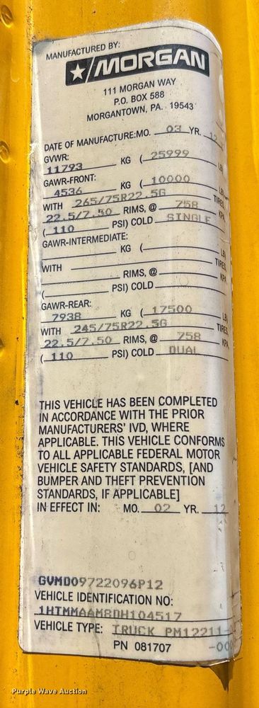 image for item EC3657 2013 International 4300 box truck