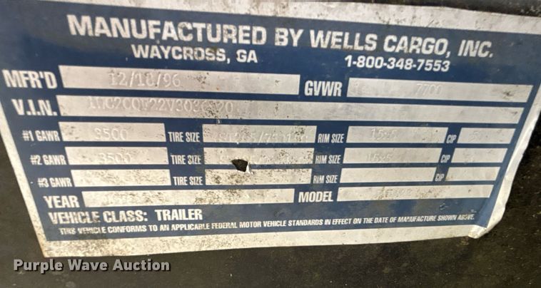 image for item EC3686 1997 Wells Cargo fiber optic splicing trailer