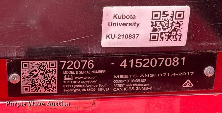 image for item EC3693 Toro 72076 ZTR lawn mower