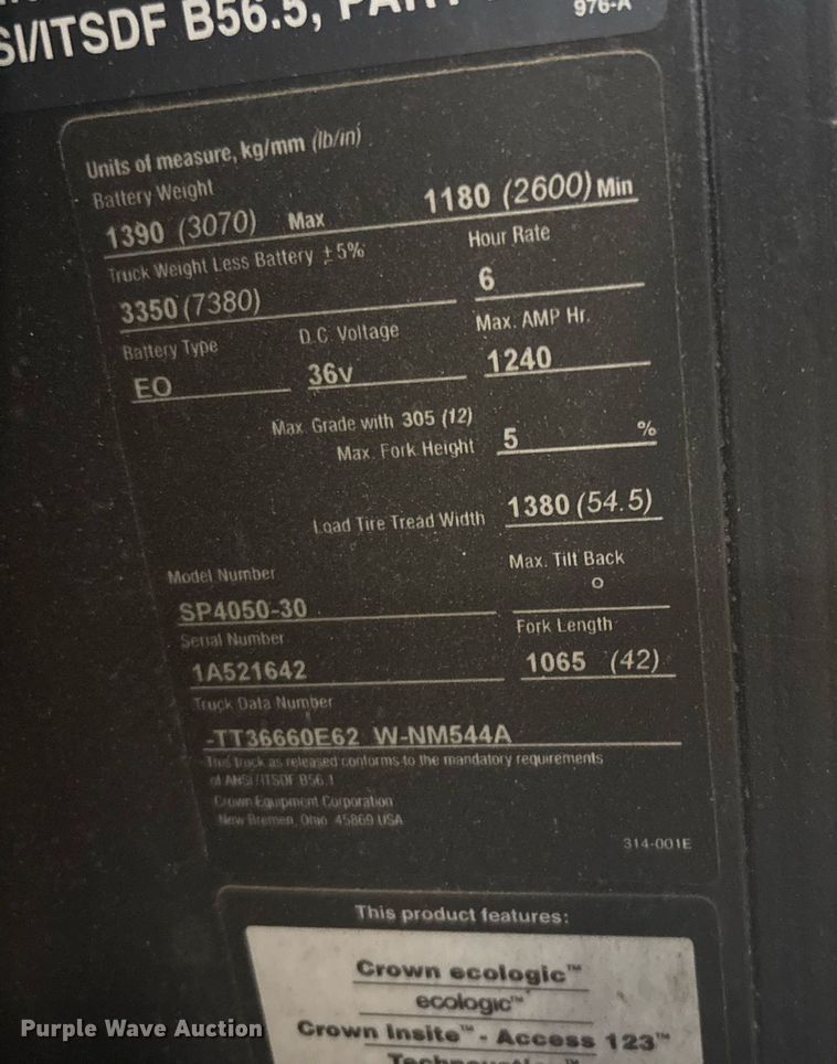 image for item EC3718 2018 Crown SP4050-30 order picker