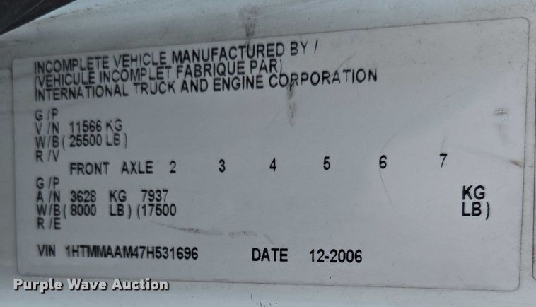 image for item ED2050 2007 International 4300 box truck