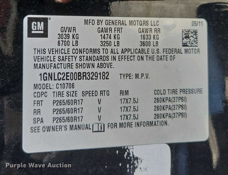 image for item ED2103 2011 Chevrolet Tahoe Police SUV