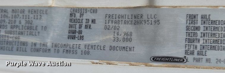 image for item ED2118 2002 Freightliner FL70 street sweeper truck