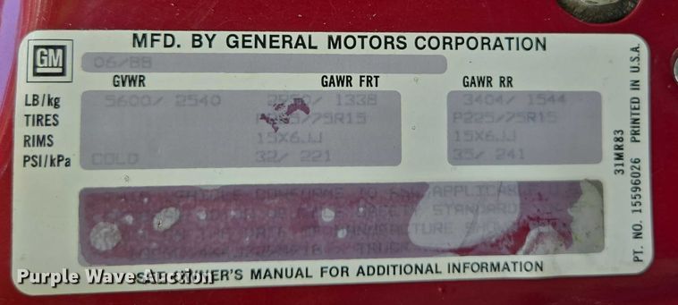 image for item ED2124 1988 Chevrolet C1500 pickup truck