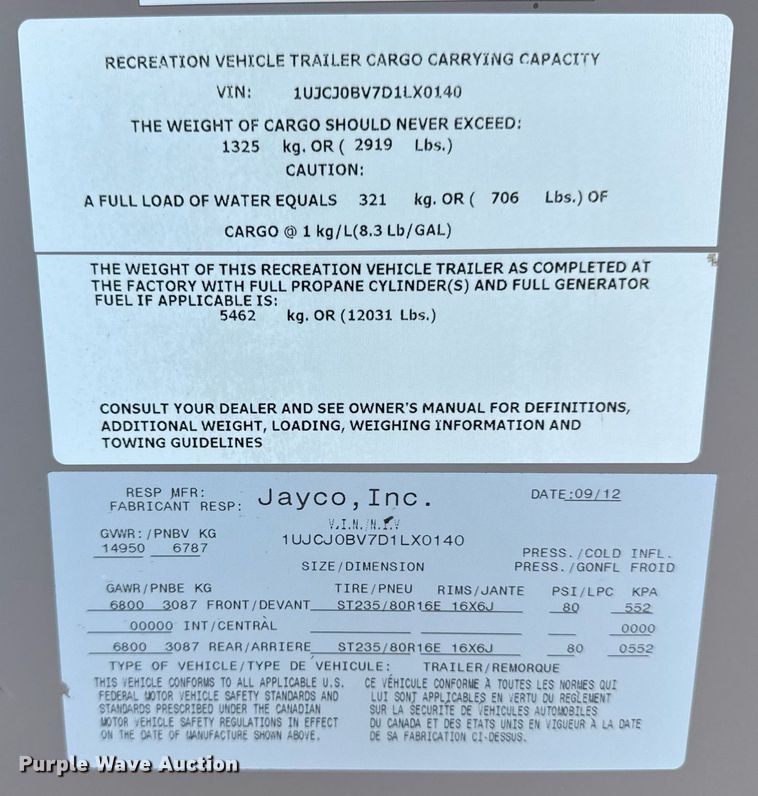 image for item ED4244 2013 Jayco camper