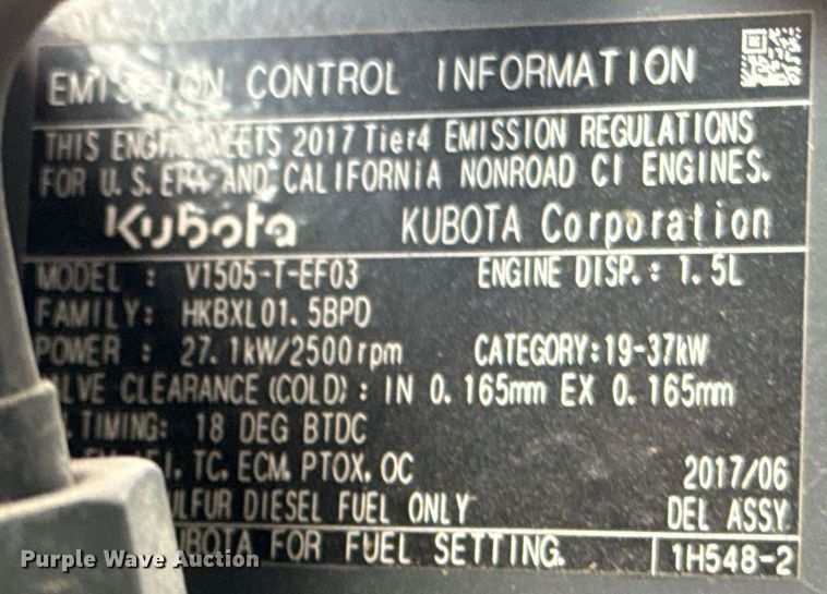 image for item ED5763 2017 Kubota F3990 lawn mower