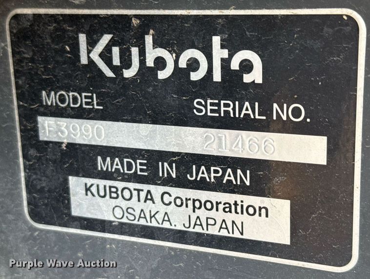 image for item ED5763 2017 Kubota F3990 lawn mower