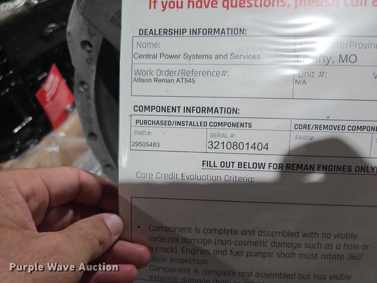 image for item EF1602 Allison AT545 transmission