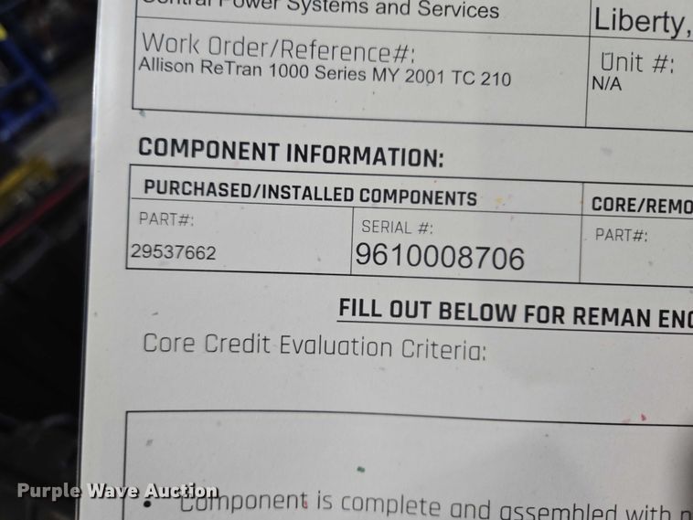 image for item EF1603 Allison 1000 Series transmission