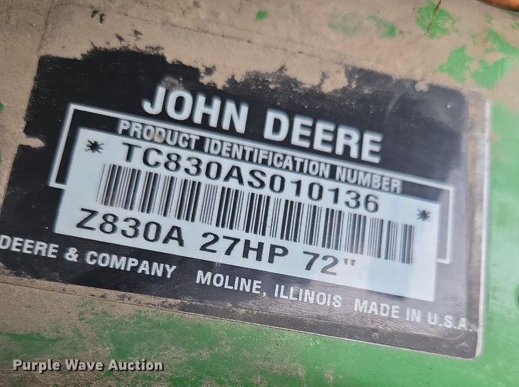 image for item EF1608 John Deere Z830A ZTR lawn mower