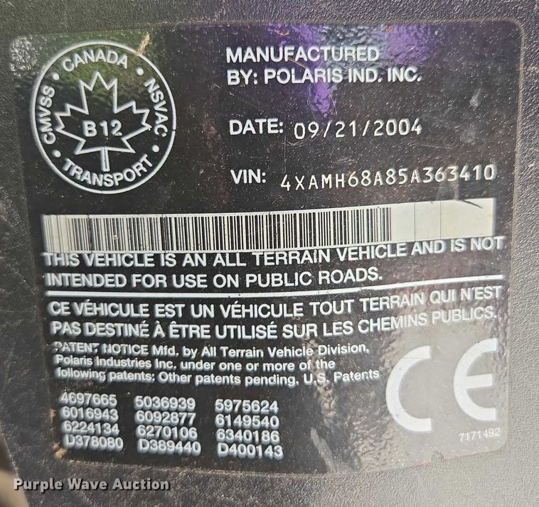 image for item EF1627 2005 Polaris Sportsman 700 EFI  ATV