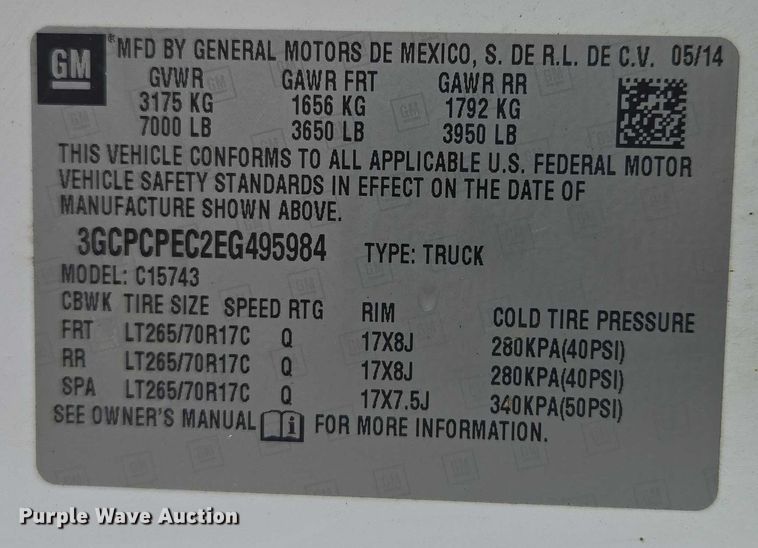 image for item EF1684 2014 Chevrolet Silverado 1500 Crew Cab pickup truck