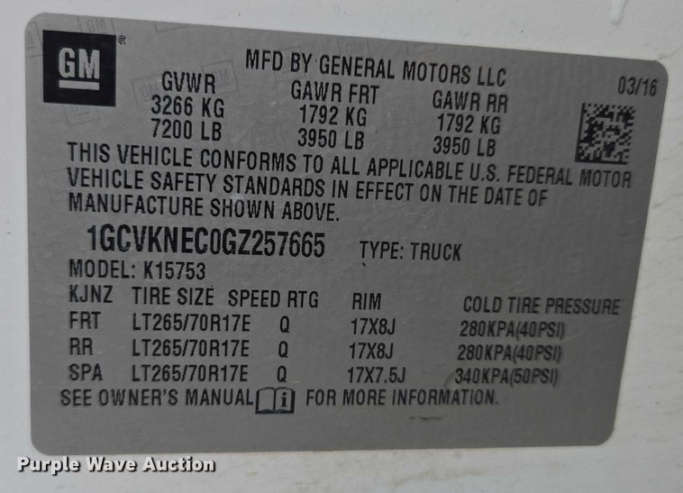 image for item EF1685 2016 Chevrolet Silverado 1500 Double Cab pickup truck