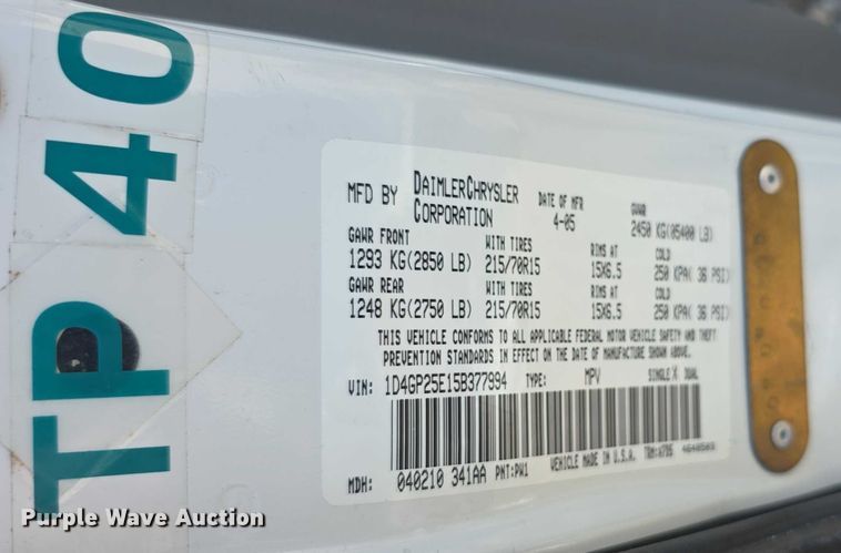 image for item EF3547 2005 Dodge Caravan van