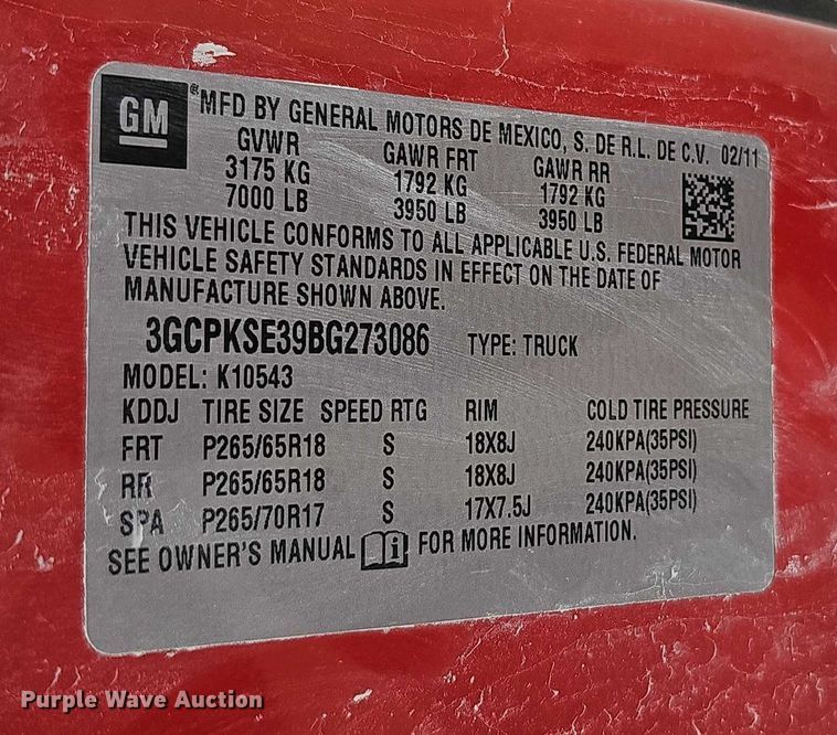 image for item EF3573 2011 Chevrolet Silverado 1500 Crew Cab pickup truck