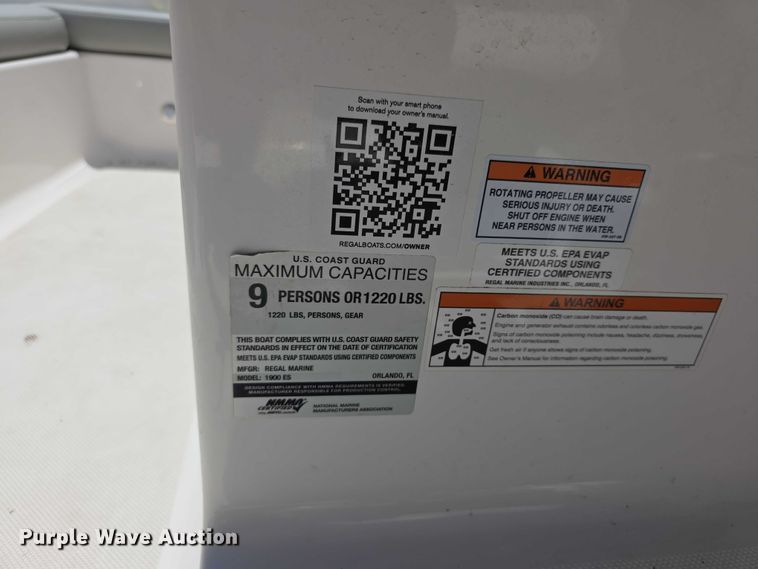 image for item EF3582 2020 Regal 1900 FasTrac boat