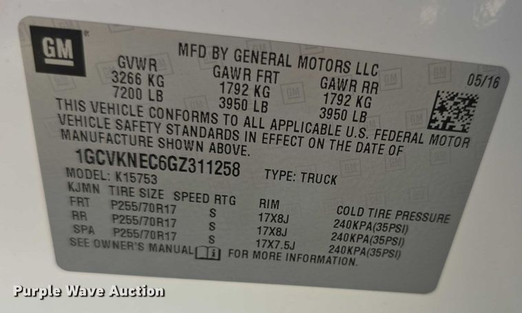 image for item EF3659 2016 Chevrolet Silverado 1500 Double Cab pickup truck