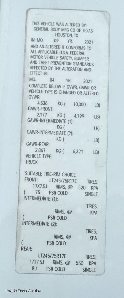 image for item EG5793 2021 Chevrolet Silverado 5500HD Crew Cab box truck