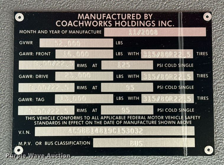 image for item EG5891 2009 Blue Bird Coachworks coach bus