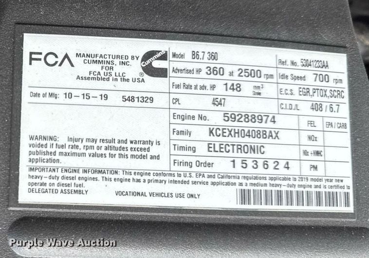 image for item EG5930 2019 Dodge Ram 5500 Crew Cab bale bed truck