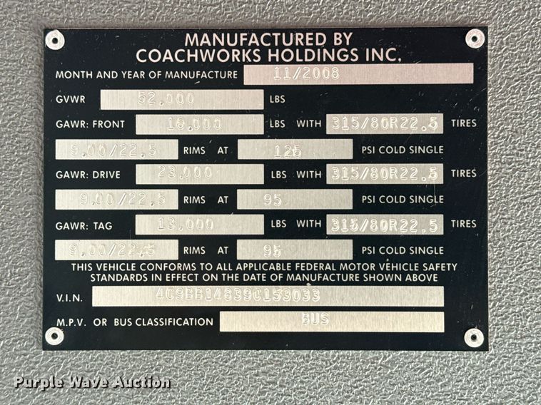 image for item EG5938 2009 Blue Bird Coachworks coach bus
