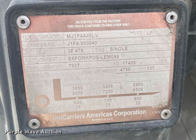 image for item EG6658 2014 Nissan PF100YLP forklift